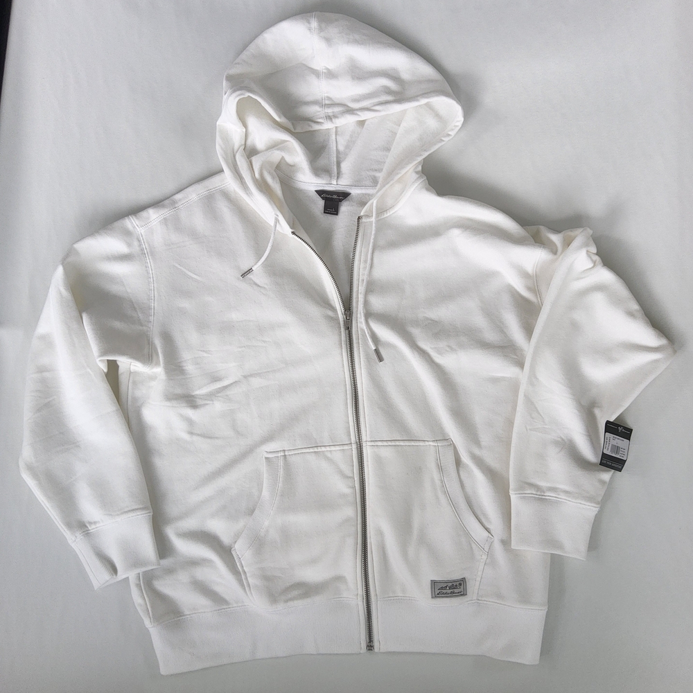 Women's Eddie Bauer White Zip-Up Hoodie. Size LG. NWT